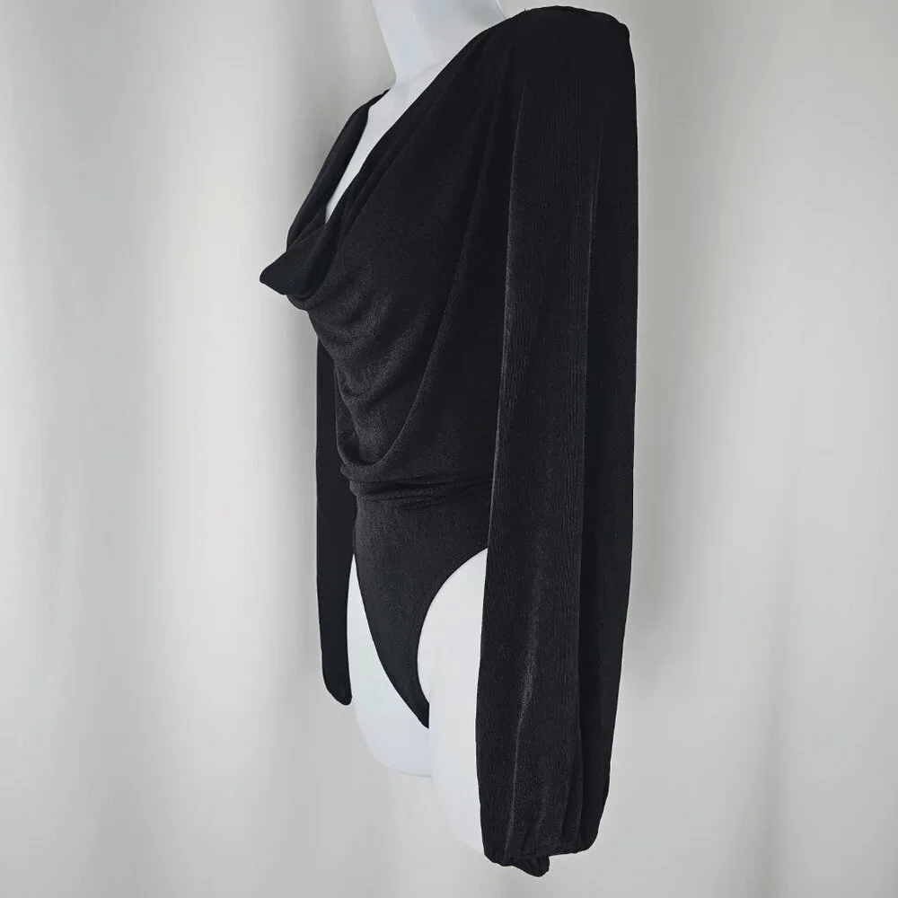 Band Of The Free Black Cowl Neck Long Sleeve Body Suit Women's Size Small NWT - Picture 4 of 14